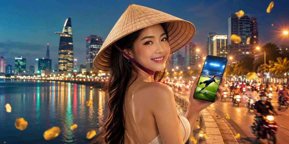 Người chơi cá cược thể thao tại TP. Hồ Chí Minh với hình ảnh nón lá truyền thống Việt Nam
