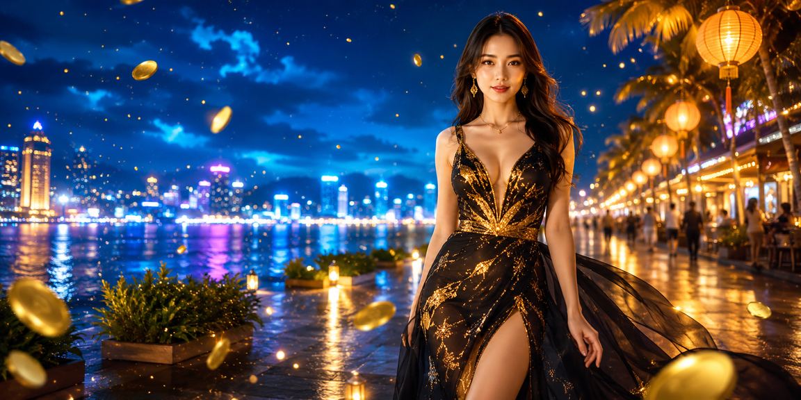 Chợ đêm Mũi Né với khách du lịch tham gia trò chơi và giải trí trực tuyến buổi tối