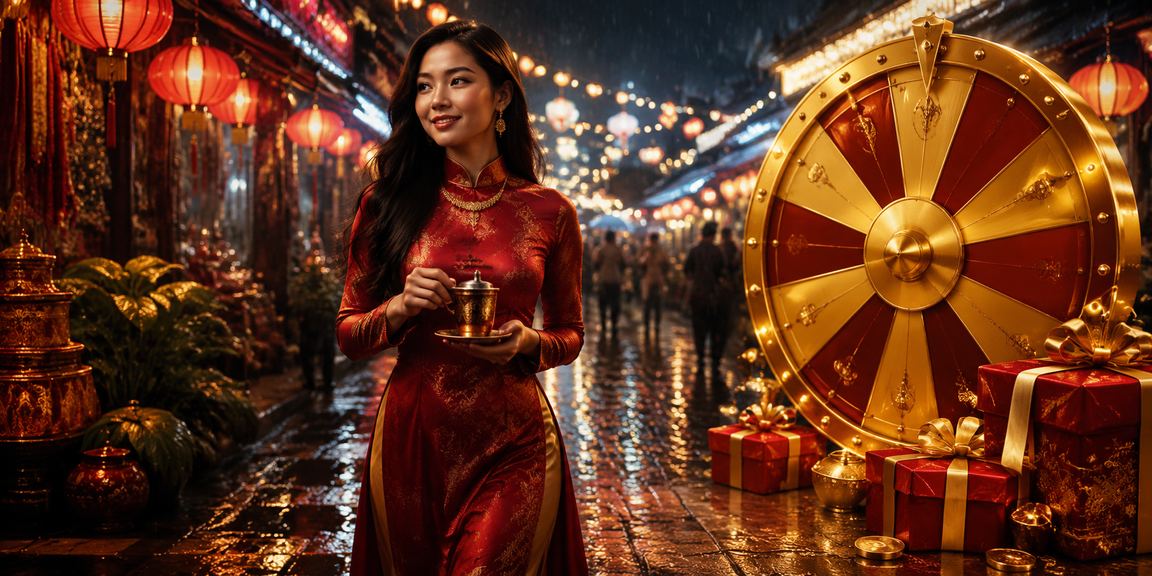Phong cảnh Sapa với người dùng vừa uống cà phê vừa tham gia roulette và kiểm tra ưu đãi